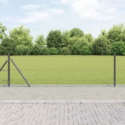 vidaXL zeshoekig gaashek met betonnen voetstuk 10 x 0,4 m Grijs Mesh