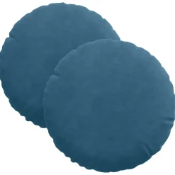 vidaXL Zitkussens 2 st Fluweel Blauw Ø30 x 13 cm