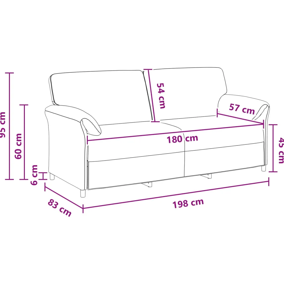 vidaXL 3-Zits Bank Lichtgroen 198 x 83 x 95 cm Fluweel