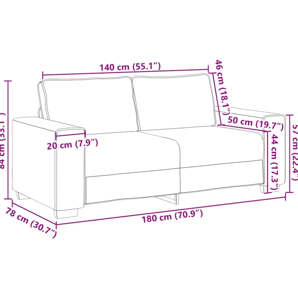 vidaXL 2-zitsbank Linnen 180x78x84 cm