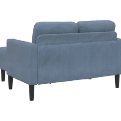 vidaXL 2-zitsbank met ligstoel L-vormig 125 cm linnen blauw