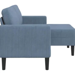 vidaXL 2-zitsbank met ligstoel L-vormig 125 cm linnen blauw