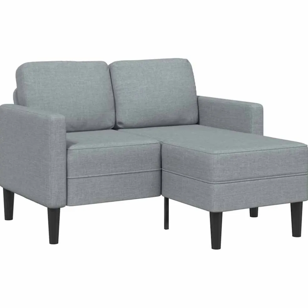 vidaXL 2-zitsbank met ligstoel L-vormig lichtgrijs 125 cm stof