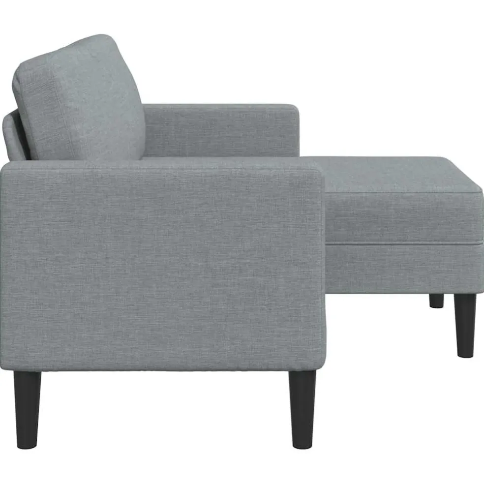 vidaXL 2-zitsbank met ligstoel L-vormig lichtgrijs 125 cm stof