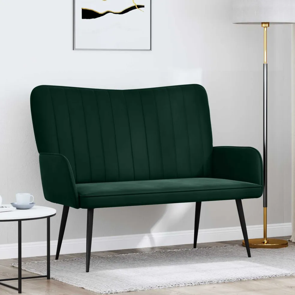 vidaXL 2-Zits Sofa Donkergroen 115 x 61 x 87 cm fluweel