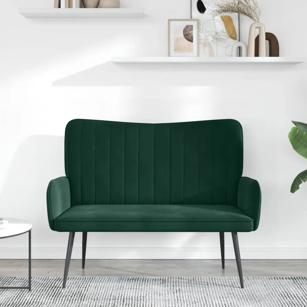 vidaXL 2-Zits Sofa Donkergroen 115 x 61 x 87 cm fluweel