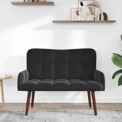 vidaXL 2-Zits Sofa Zwart 115 x 61 x 87 cm fluweel