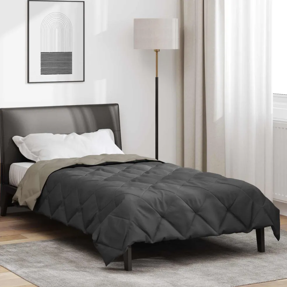 vidaXL Zomerdekbed 200 x 135 cm Zomer 200 gsm Lichtgrijs en Antraciet