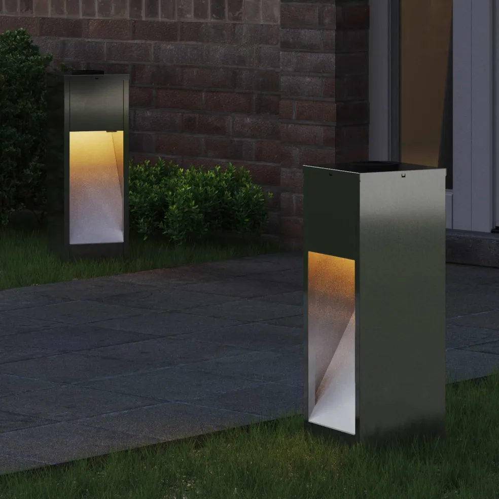 vidaXL Zonne LED Padverlichting 2 st Warmwit 18 x 18 x 50 cm