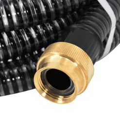 vidaXL Zuigslang met messing koppelingen 1,1'' 3 m PVC zwart