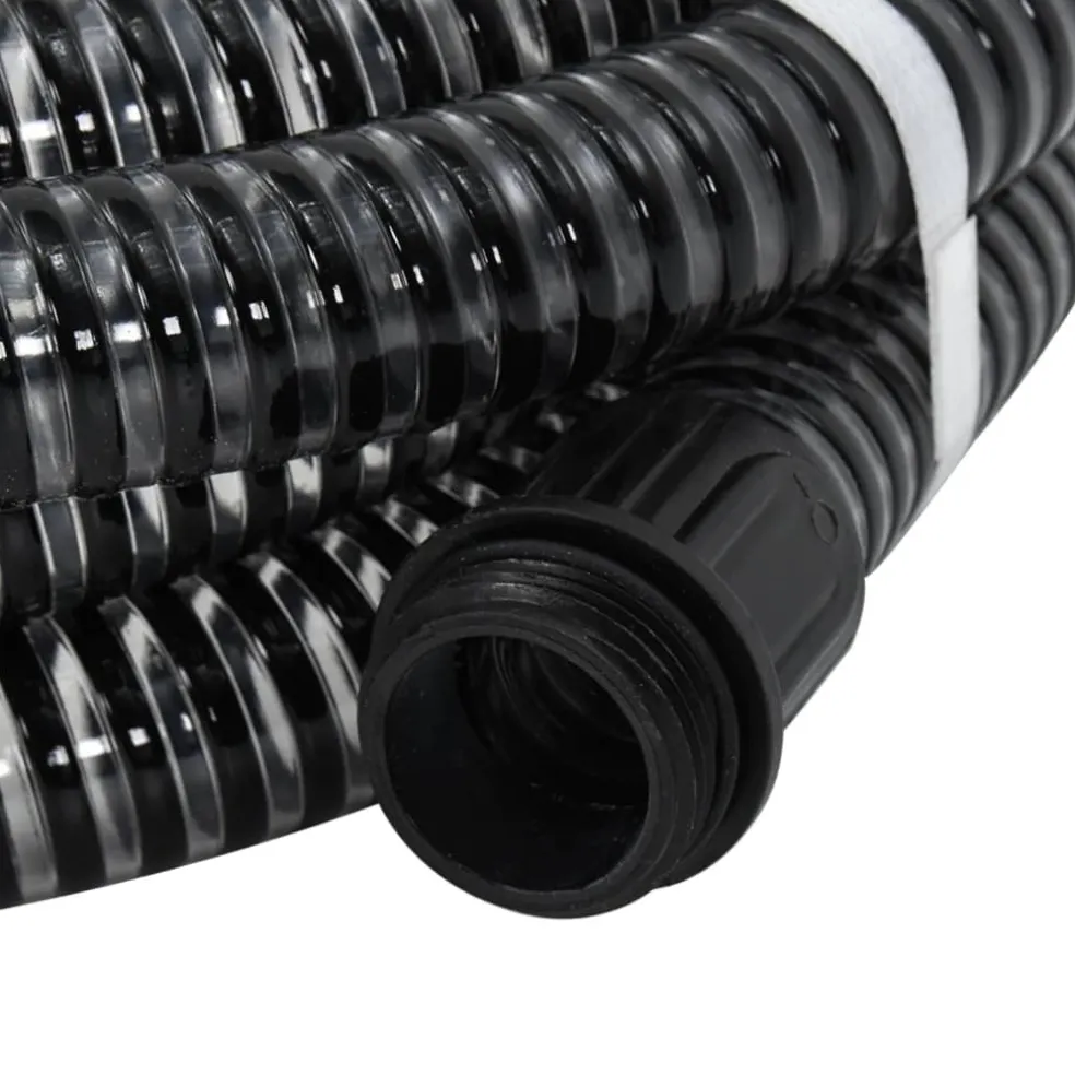 vidaXL Zuigslang met messing koppelingen 1,1'' 3 m PVC zwart