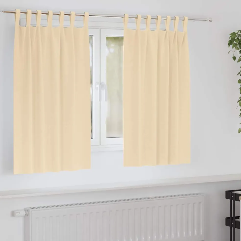 vidaXL Zwart-out Gordijnen met Ringen 2 st Crèmekleurig 140 x 140 cm