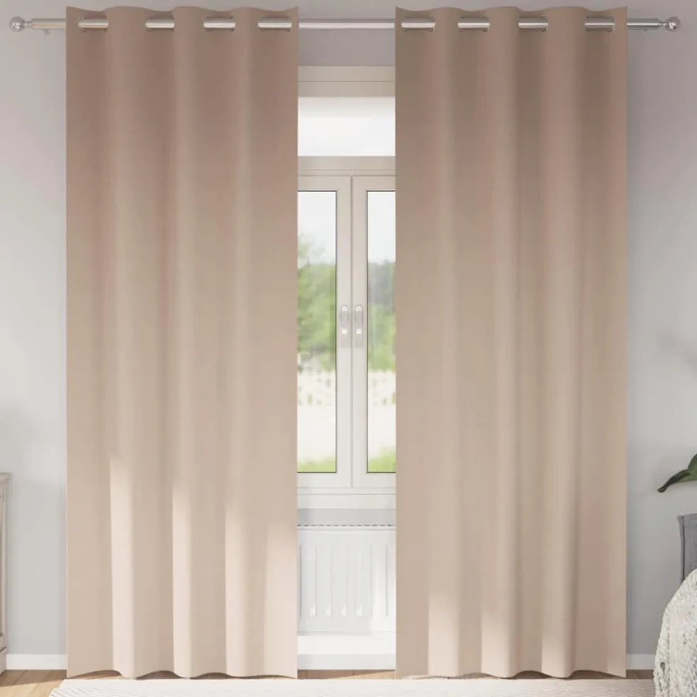 vidaXL Zwart-out Gordijnen met Ringen 2 st Taupe 225 x 140 cm