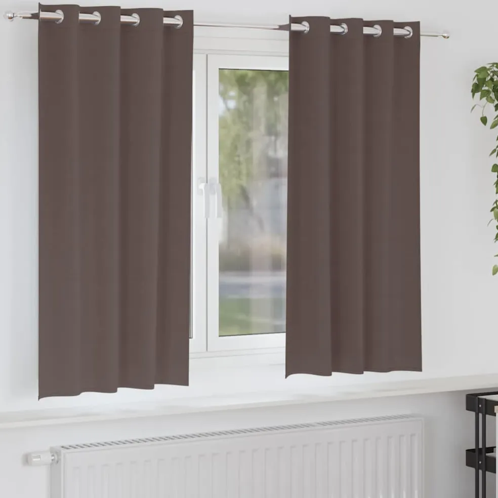 vidaXL Zwart-out Gordijnen met Ringen 2 st Donkerbruin 175 x 140 cm