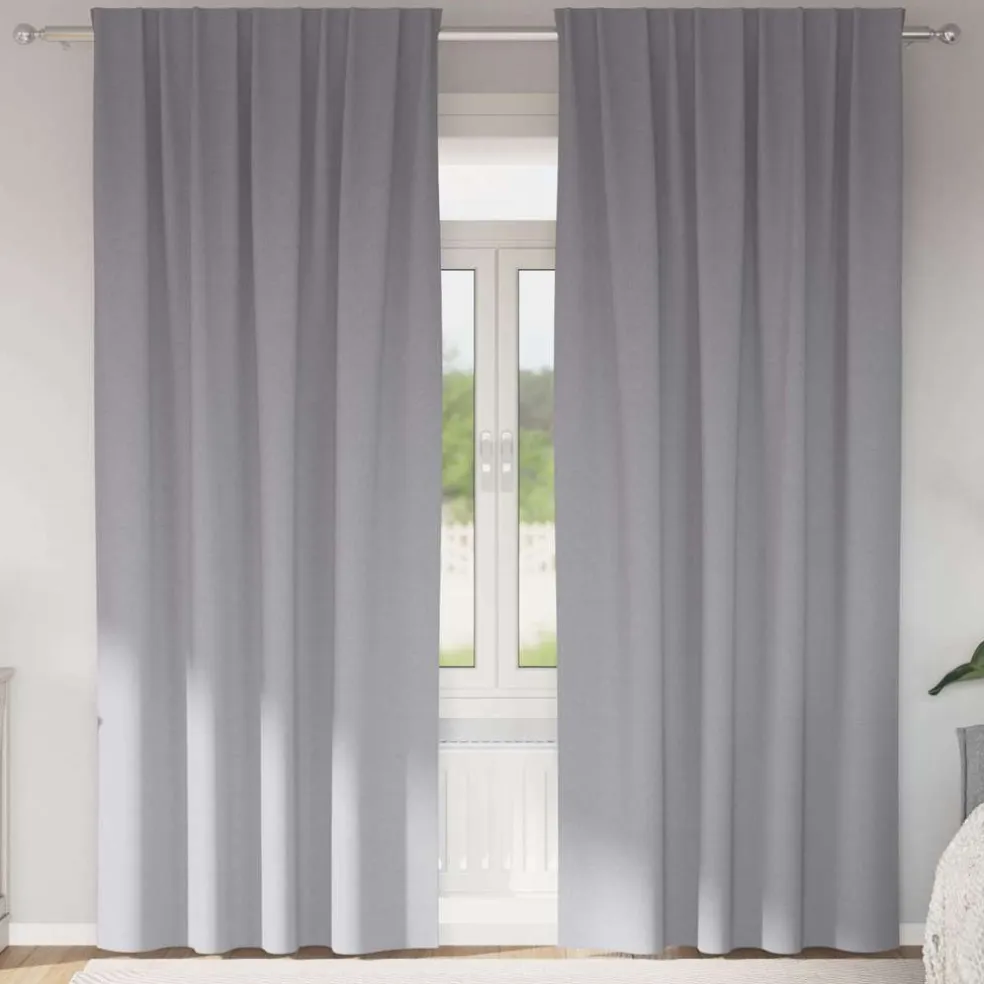 vidaXL Zwart-out Gordijnen met Ringen 2 st Lichtgrijs 245 x 140 cm