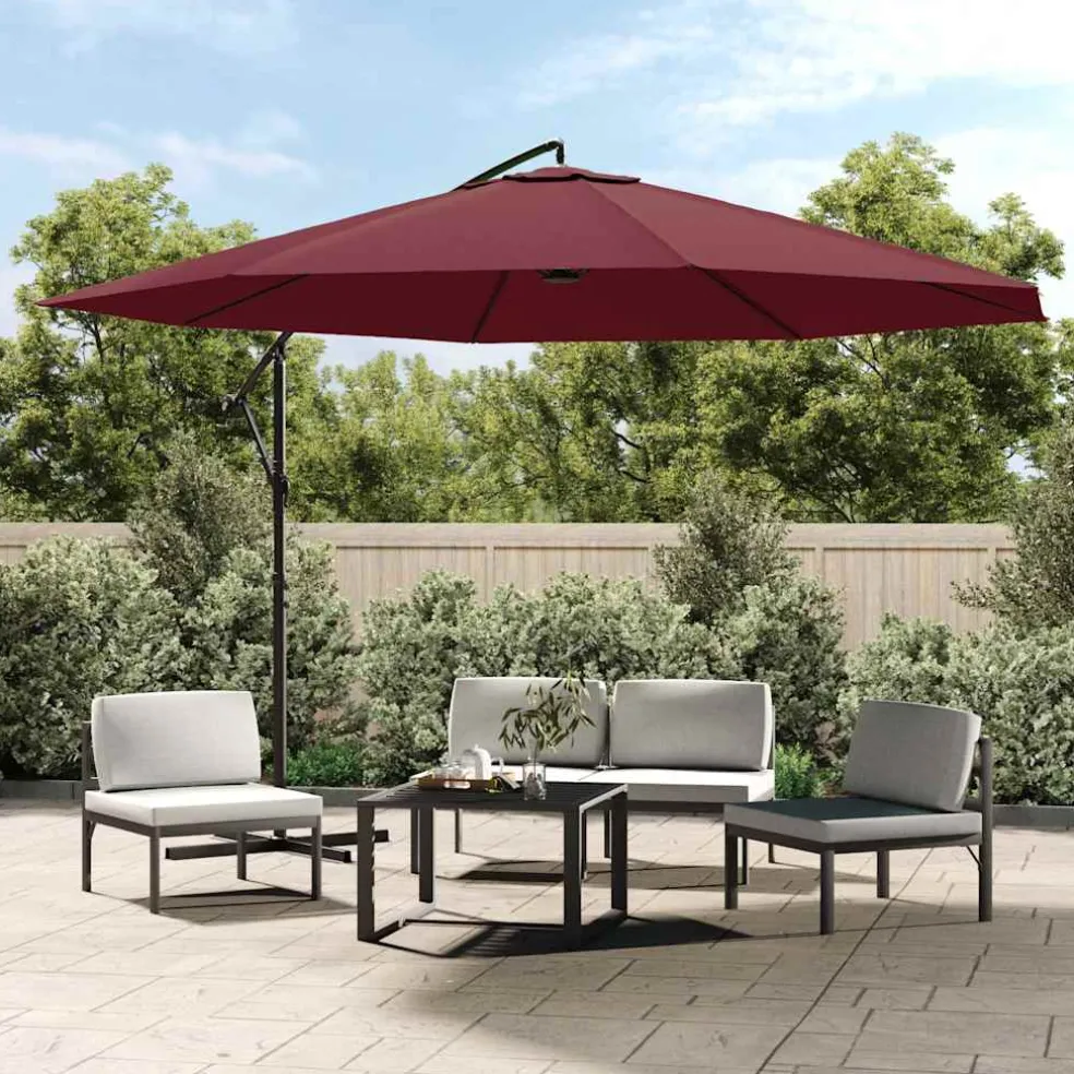 vidaXL Zweefparasol met aluminium paal 350 cm bordeauxrood