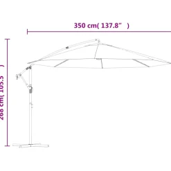 vidaXL Zweefparasol met aluminium paal 350 cm bordeauxrood