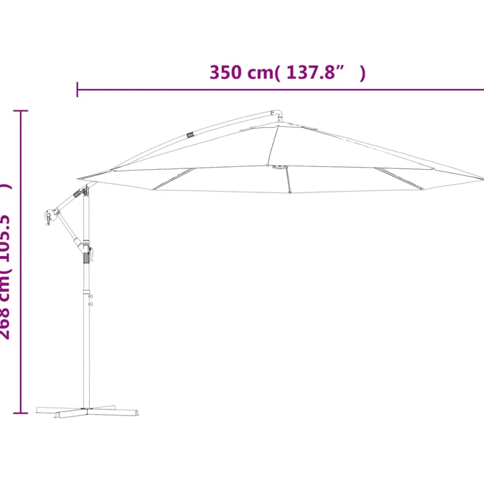 vidaXL Zweefparasol met aluminium paal 350 cm bordeauxrood