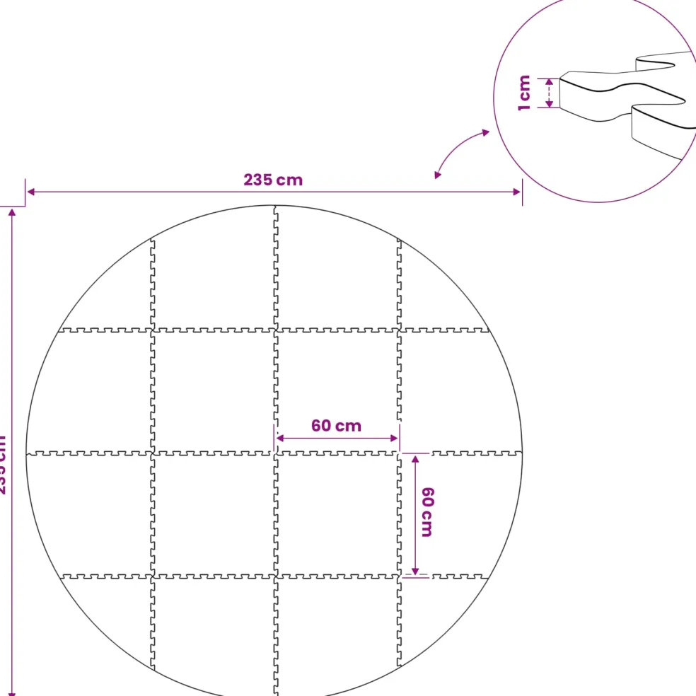 vidaXL Zwembad Grondmat 16 st Ø 235 cm Rond EVA Schuim Blauw