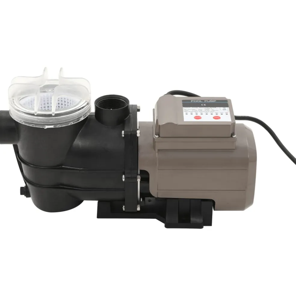 vidaXL Zwembadpomp met timer 0,25 pk 8000 L/u zwart