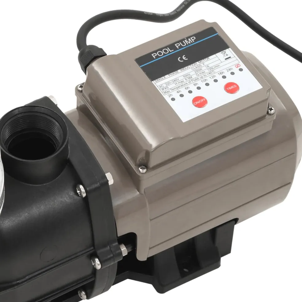vidaXL Zwembadpomp met timer 0,25 pk 8000 L/u zwart