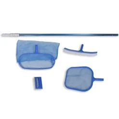 vidaXL Zwembadset - 2 netten, 1 schrobber, 1 borstel + telescopische paal
