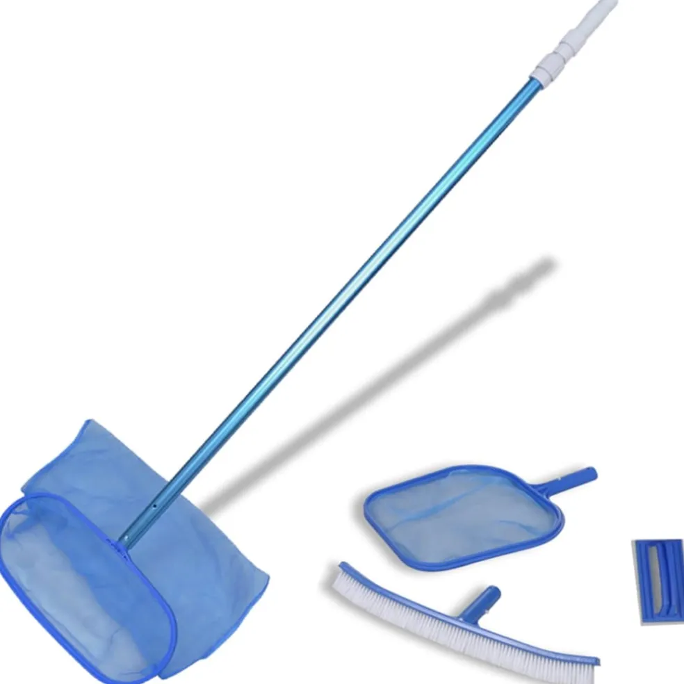 vidaXL Zwembadset - 2 netten, 1 schrobber, 1 borstel + telescopische paal