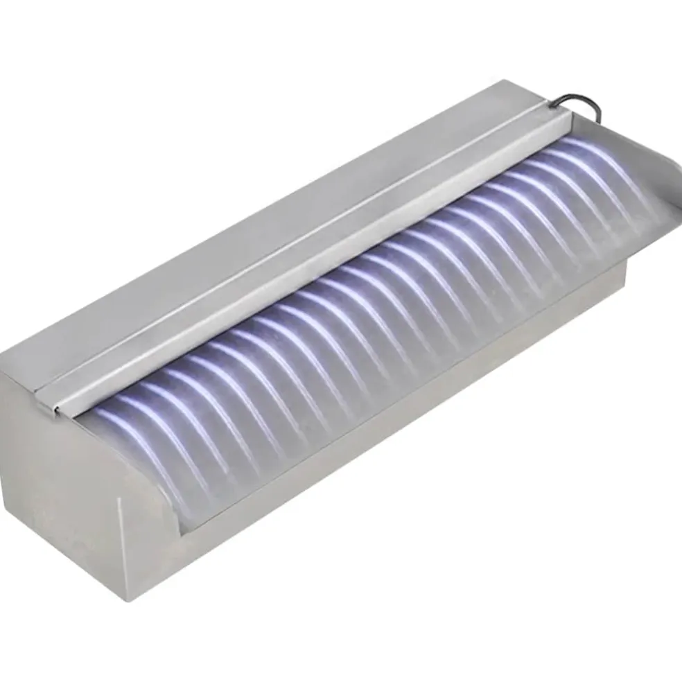 vidaXL Zwembadwaterval met LED's rechthoekig 30 cm roestvrij staal