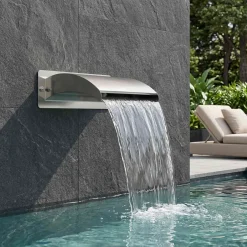 vidaXL Zwembadwaterval met LED Roestvrij staal 304 30 x 9 x 26 cm
