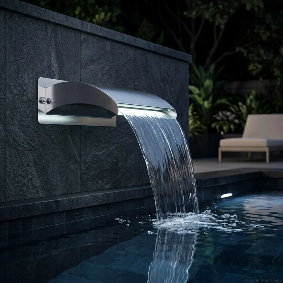 vidaXL Zwembadwaterval met LED Roestvrij staal 304 30 x 9 x 26 cm