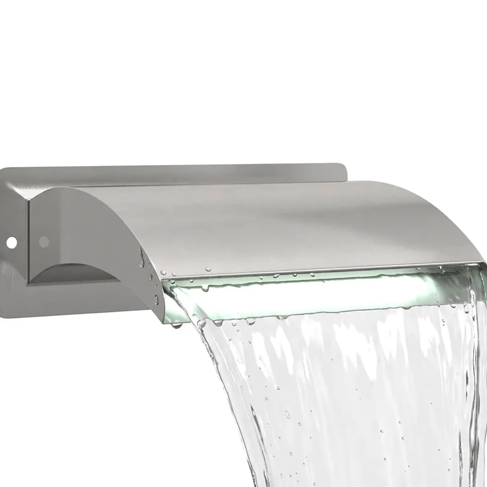 vidaXL Zwembadwaterval met LED Roestvrij staal 304 30 x 9 x 26 cm