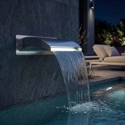 vidaXL Zwembadwaterval met led Roestvrij staal 304 51 x 26 x 13 cm