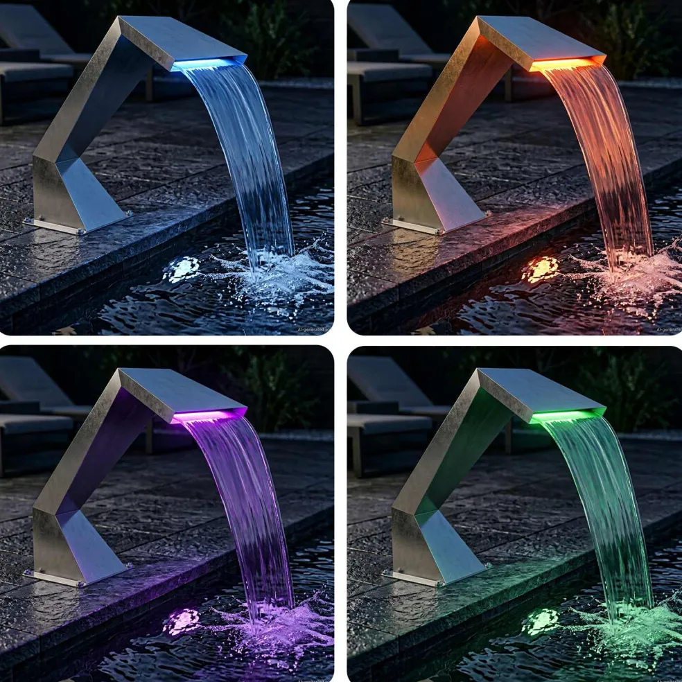 vidaXL Zwembadwaterval met RGB-LEDs Roestvrij staal 63,5 x 29 x 51 cm