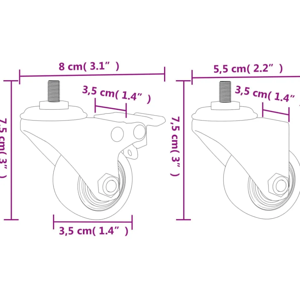 vidaXL Zwenkwielen 4 stuks 35 mm ijzer zwart