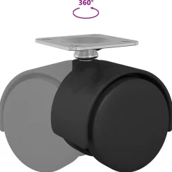 vidaXL Zwenkwiel 2 st Zwart 39,5 x 39,5 x 37,8 mm Ijzer en PP