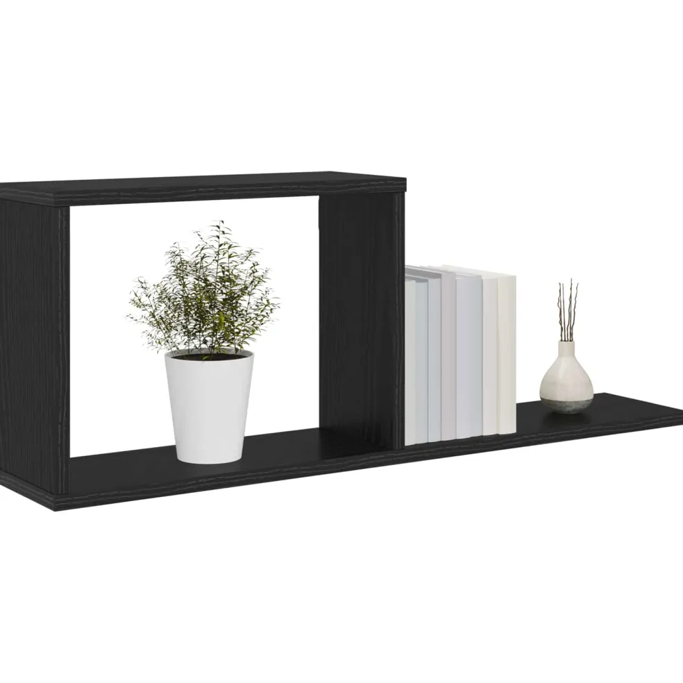 vidaXL Zwevende schappen Zwart eiken 80 x 15 x 30 cm Bewerkt hout