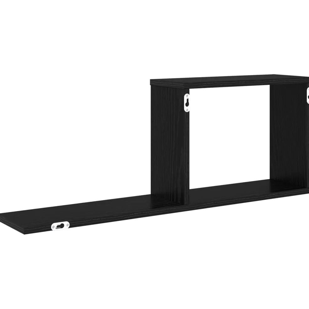vidaXL Zwevende schappen Zwart eiken 80 x 15 x 30 cm Bewerkt hout