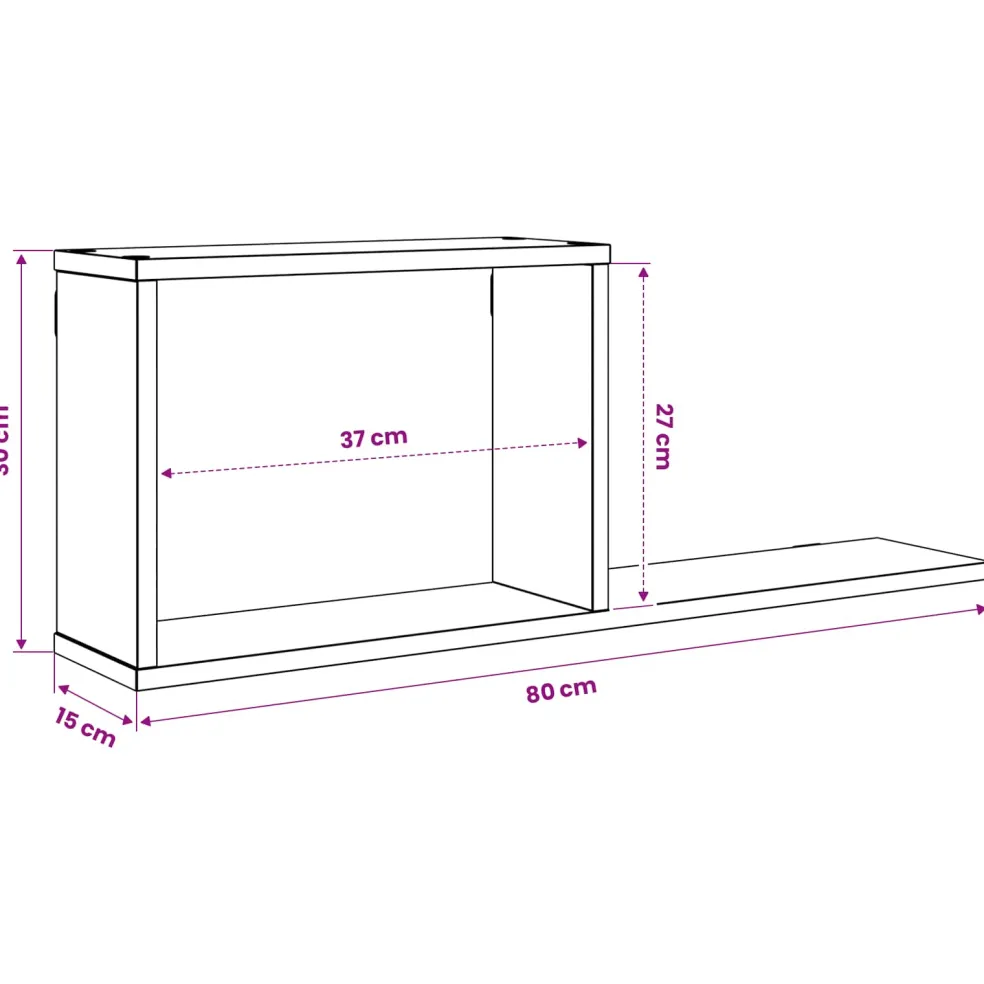 vidaXL Zwevende schappen Zwart eiken 80 x 15 x 30 cm Bewerkt hout