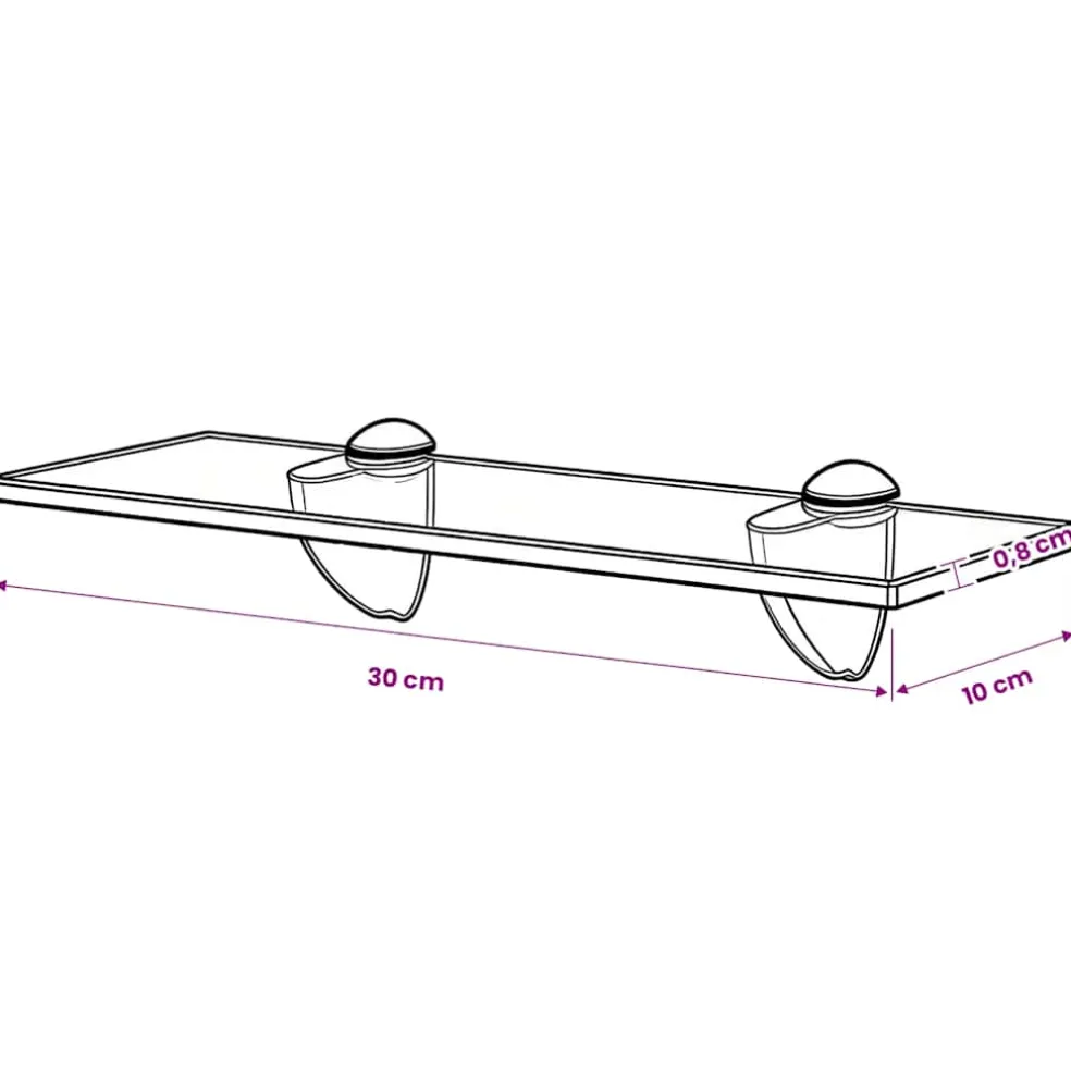 vidaXL Zwevend schap 30x10 cm 8 mm glas